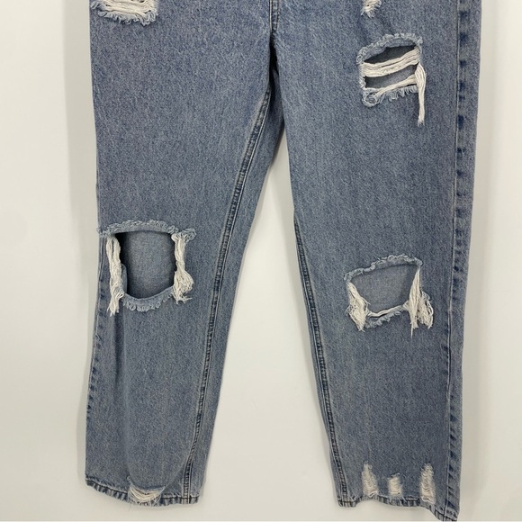 Signature 8 high waist distressed straight jeans Sz M knee holes 28x29 - Picture 3 of 11
